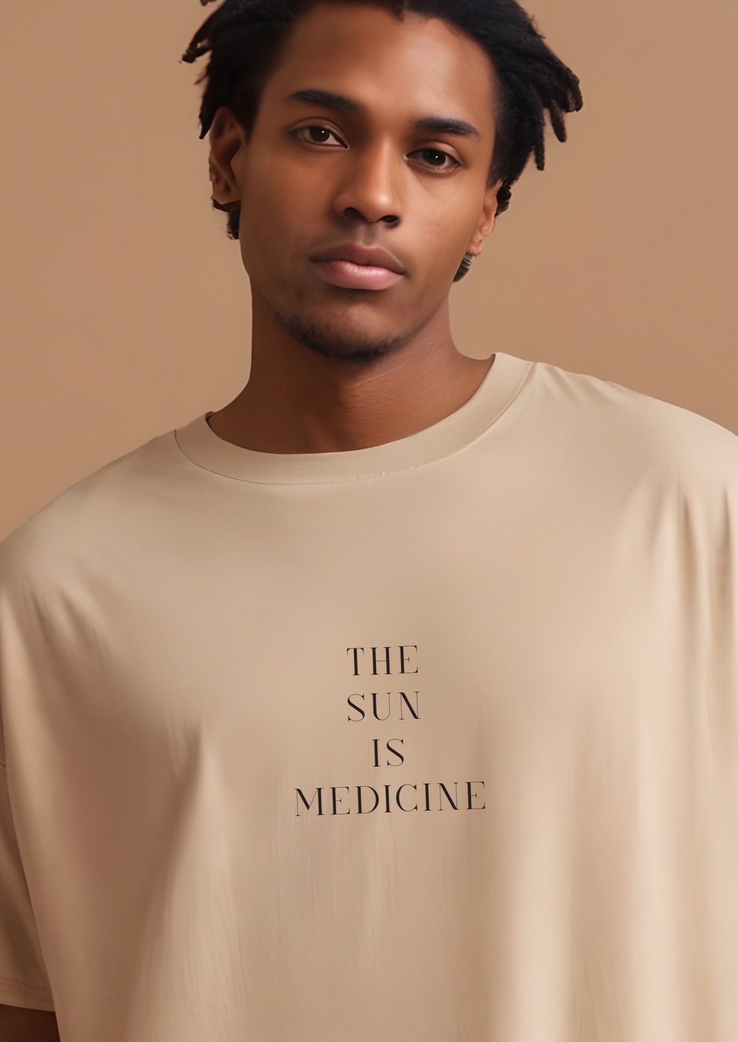 beige oversize t shirt for man